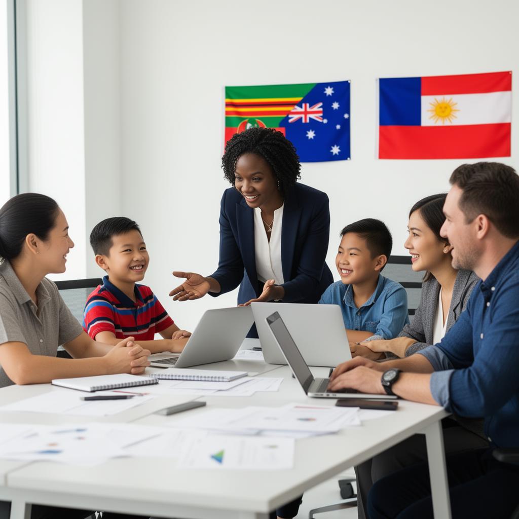 Umoja consultants meeting with a family